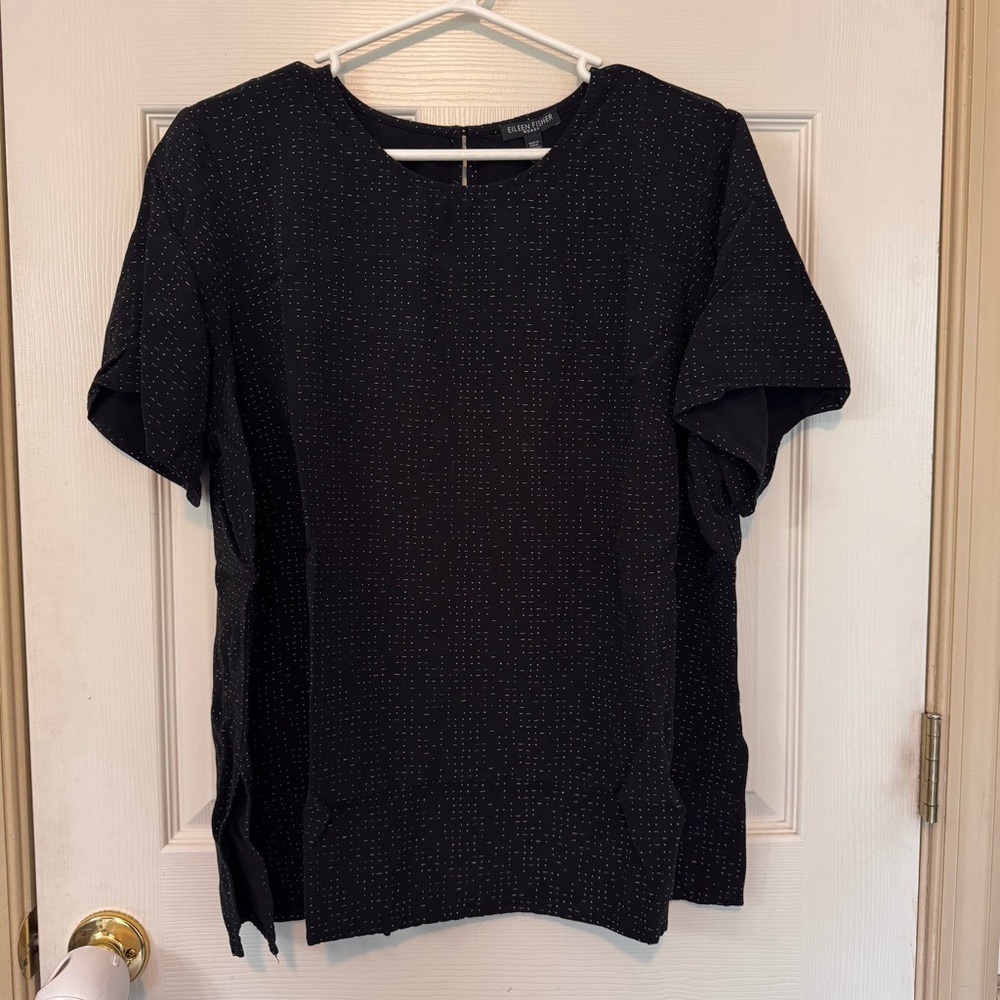 Eileen Fisher The Future Is Female Tencel Short Sleeve Blouse Specked Size 18W